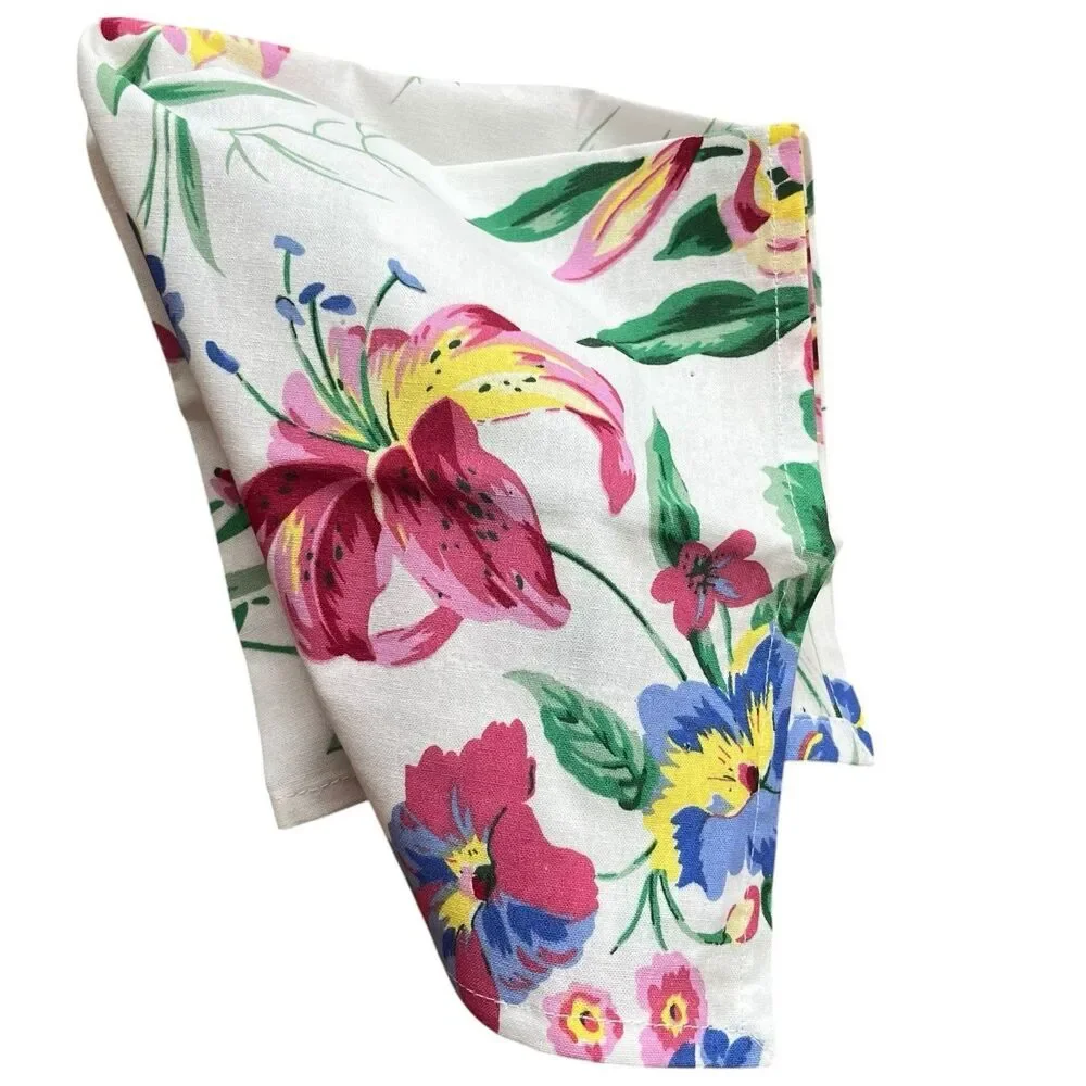 April Cornell Lillianna 12 Floral Cloth Dining Napkins Colorful Cottage Cotton